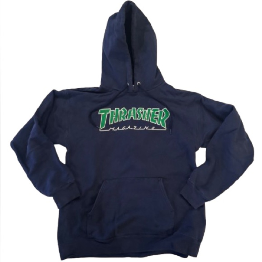 Thrasher Outlined Hoodie Navy Green